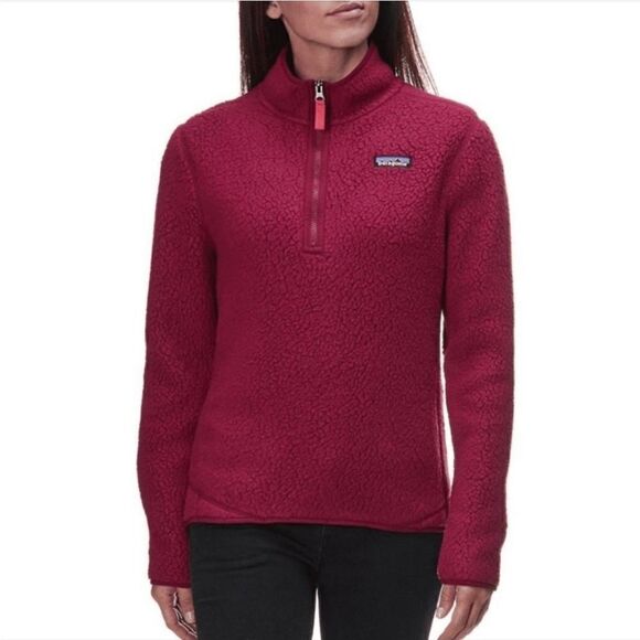 PATAGONIA RETRO PILE SHERPA 1/4 ZIP RASPBERRY PINK PULLOVER, SIZE MEDIUM - Picture 1 of 13